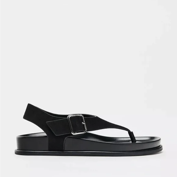Zara Black Sandals with Toe-Loop Design - Picture 6 of 7